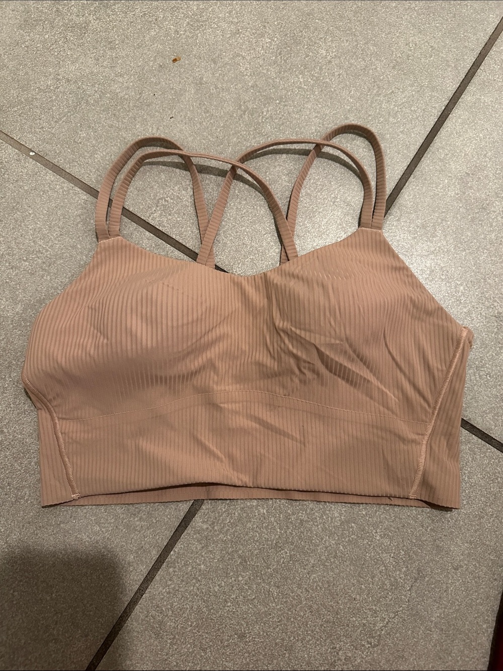 lululemon athletica Ribbed Double-Strap Bralette in Mauve